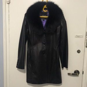 Andrew Marc Black Knee Length Jacket Size M